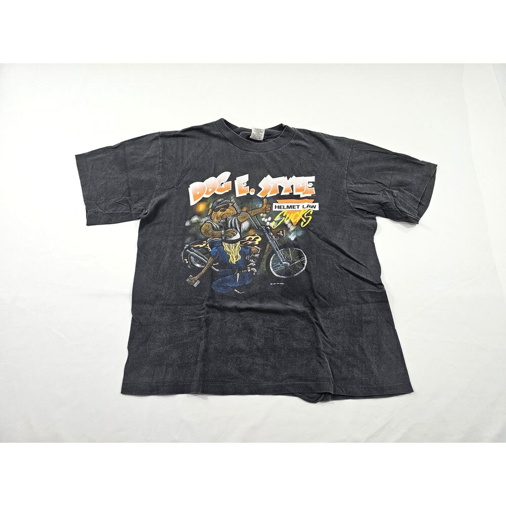 Dog E Style Biker Helmet Laws Suck Sz L Black Top Dawg Murina 1990s